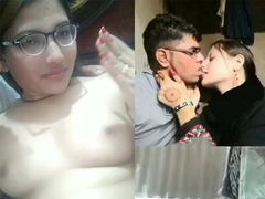 Young girl with natural tits is making out before XXX with the Pakistani bf