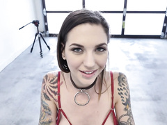 Rocky Emerson's Tattooed MILF Body Gets a Hot Load on Her Boobs After Giving a Sensual Blowjob